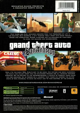 Grand Theft Auto San Andreas (USA) box cover back